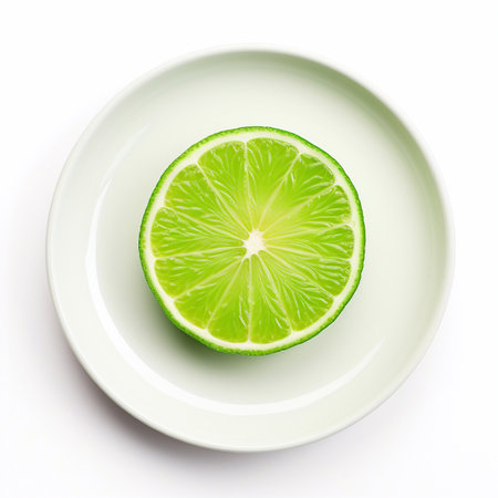 Juicy delicious food lime lies on beautiful plate, Ai generatedの素材