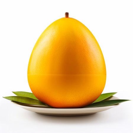 Juicy delicious food mango lies on beautiful plate, Ai generatedの素材