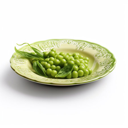 Juicy delicious food peas lies on beautiful plate, Ai generatedの素材