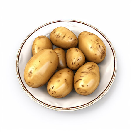 Juicy delicious food potato lies on beautiful plate, Ai generatedの素材