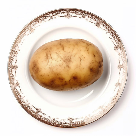 Juicy delicious food potato lies on beautiful plate, Ai generatedの素材
