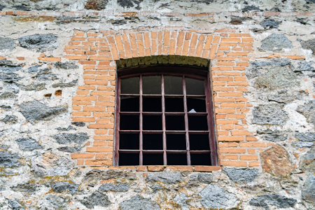 Photography on theme outstanding building beautiful brick old water mill, photo consisting of big brick old water mill outdoor in rural, brick old water mill situated on riverside country lifestyleの写真素材