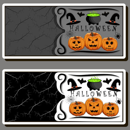 Illustration on theme sticker for celebration fun holiday Halloween with orange pumpkinsのイラスト素材