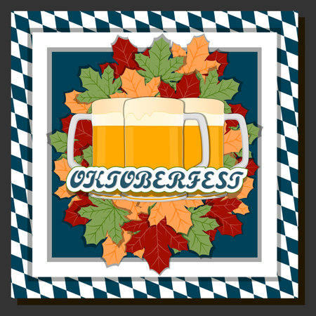 Beautiful color illustration on theme of celebrating annual Oktoberfest holidayのイラスト素材