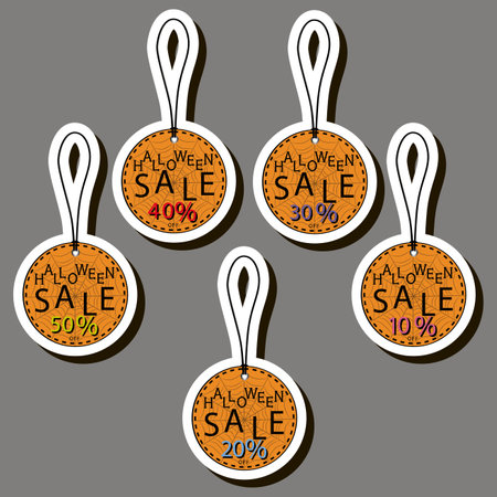 Illustration on theme sticker for celebration fun holiday Halloween with orange pumpkinsのイラスト素材