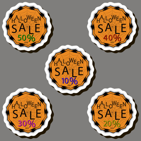 Illustration on theme sticker for celebration fun holiday Halloween with orange pumpkinsのイラスト素材