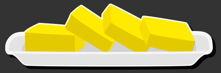 Illustration on theme big colored set different types creamy butter, dairy butter various sizes, creamy butter pattern consisting of collection accessory meal dairy butter, dairy butter from yummy creamy butterのイラスト素材