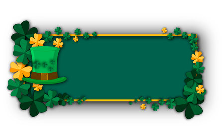 Illustration on theme beautiful shape banner in style paper cut for celebrate holiday patricks day, decorative paper cut consisting of many design elements patricks day, patricks day from paper cutのイラスト素材