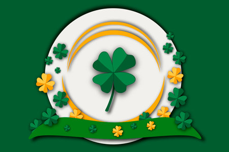 Illustration on theme beautiful shape banner in style paper cut for celebrate holiday patricks day, decorative paper cut consisting of many design elements patricks day, patricks day from paper cutのイラスト素材