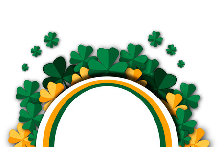 Illustration on theme beautiful shape banner in style paper cut for celebrate holiday patricks day, decorative paper cut consisting of many design elements patricks day, patricks day from paper cutのイラスト素材