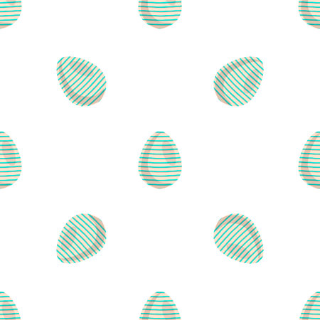Illustration on theme seamless celebration holiday Easter with hunt colorful bright eggs, seamless pattern consisting of many hunt Easter eggs, hunt beautiful Easter eggs are main seamless accessoryのイラスト素材