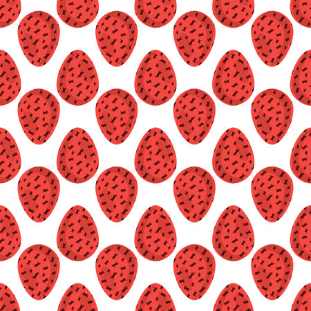 Illustration on theme seamless celebration holiday Easter with hunt colorful bright eggs, seamless pattern consisting of many hunt Easter eggs, hunt beautiful Easter eggs are main seamless accessoryのイラスト素材