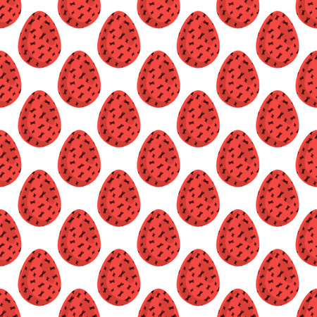 Illustration on theme seamless celebration holiday Easter with hunt colorful bright eggs, seamless pattern consisting of many hunt Easter eggs, hunt beautiful Easter eggs are main seamless accessoryのイラスト素材