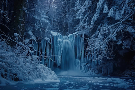 Generative ai on theme of a beautiful majestic waterfall in natural nature, national park attractionの素材