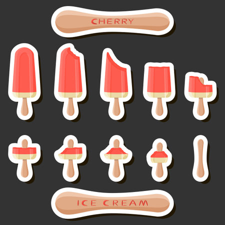 Big colorful set different forms natural dessert ice cream of consisting of various ingredients, design ice cream various shapes from menu organic nutrition, collection ice cream is yummy sweet mealのイラスト素材