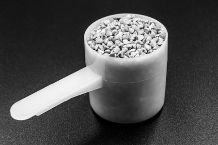 Beautiful organic dry buckwheat grains consisting of raw natural product. Dry buckwheat grains this is tasty food ingredient of porridge. Edible and healthy of dry hulled buckwheat grains from natureの写真素材