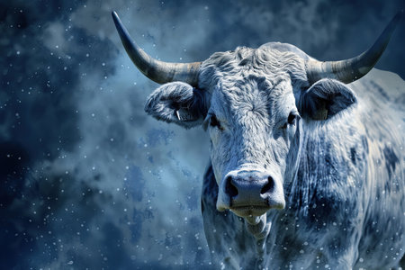 Astrological abstract composition with concept of Taurus zodiac sign symbol, abstract vivid composition consists of fictional unreal fantastic vision on background for diverse creative workの素材