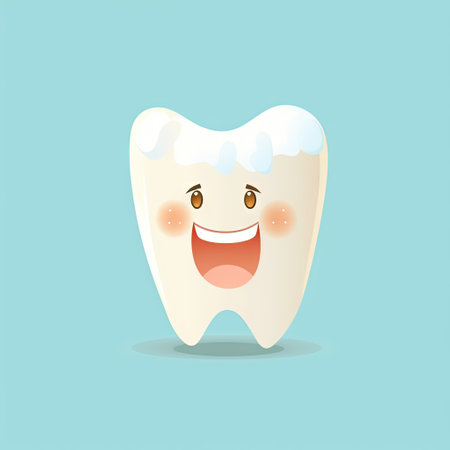 Clean tooth with a toothpaste with emotional face, Cartoon flat isolated image. AI generatedの素材
