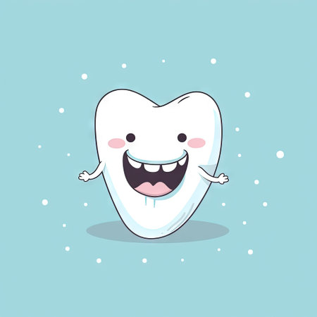 Clean tooth with a toothpaste with emotional face, Cartoon flat isolated image. AI generatedの素材