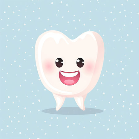 Clean tooth with a toothpaste with emotional face, Cartoon flat isolated image. AI generatedの素材