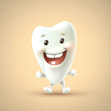 Clean tooth with a toothpaste with emotional face, Cartoon flat isolated image. AI generatedの素材