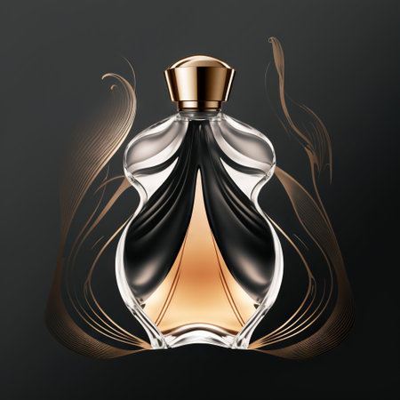 AI generated bottle of perfume repeating the curves of th woman's bodyの素材