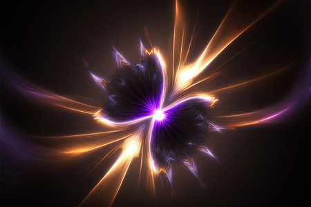 abstract dark background of light with stripes of colorful rays moving from the center. AI generatedの素材