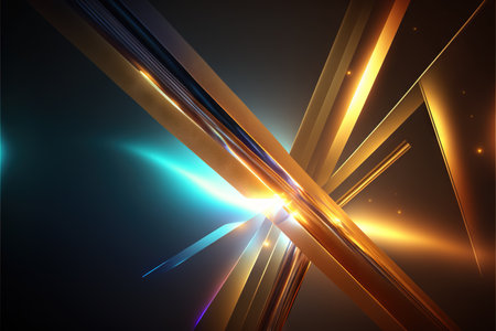 abstract dark background of light with stripes of colorful moving rays. AI generated. Cinematic scifi conceptの素材