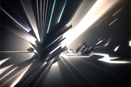 abstract dark background of light with stripes of colorful moving rays. AI generated. Cinematic scifi conceptの素材