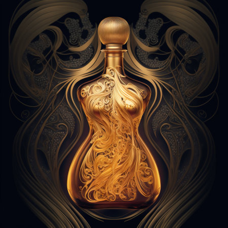 AI generated bottle of perfume repeating the curves of th woman's bodyの素材