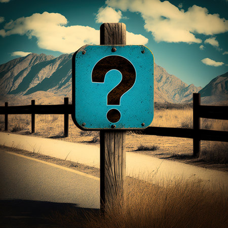 Ai generated illustration question mark sign on road concept what to do how to do what will happenの素材