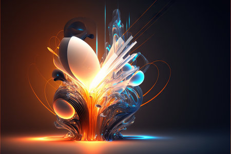 abstract dark background of light with stripes of colorful moving rays. AI generated. Cinematic scifi conceptの素材