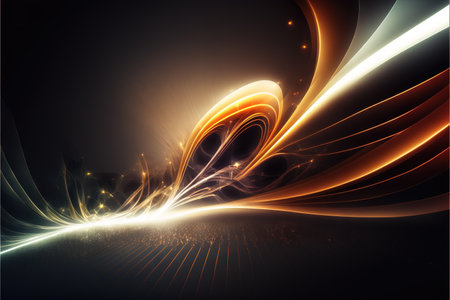 abstract dark background of light with stripes of colorful moving rays. AI generated. Cinematic scifi conceptの素材