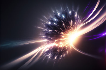 abstract dark background of light with stripes of colorful rays moving from the center. AI generatedの素材