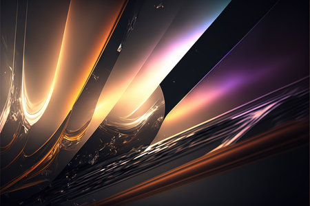 abstract dark background of light with stripes of colorful moving rays. AI generated. Cinematic scifi conceptの素材