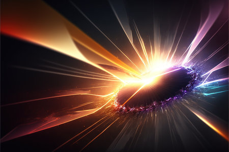 abstract dark background of light with stripes of colorful rays moving from the center. AI generatedの素材