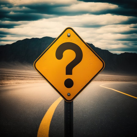 Ai generated illustration question mark sign on road concept what to do how to do what will happenの素材