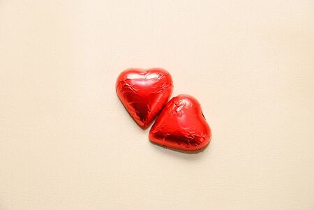 two heart-shaped candyの写真素材