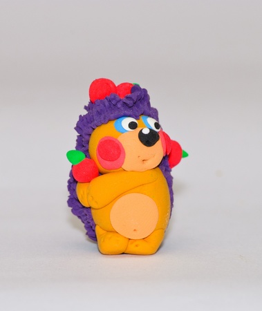 Handmade Plasticine Hedgehogの写真素材