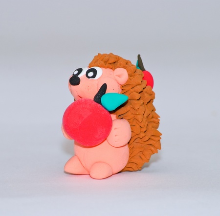 Handmade Plasticine Hedgehogの写真素材
