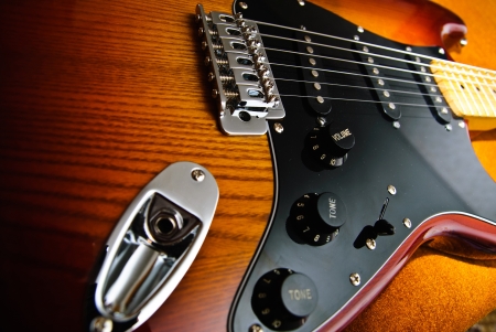 Close-up photo of electric guitarの写真素材