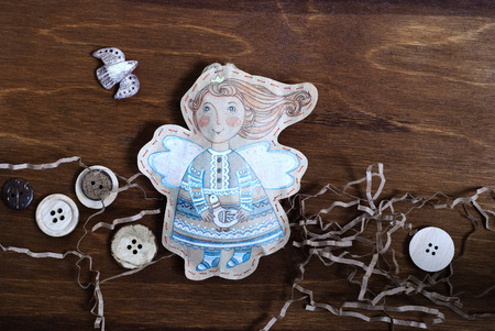Girl cut from paper, Handmade arts and crafts project.の写真素材