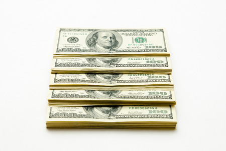 The pile of US federal reserve notes $100.の写真素材