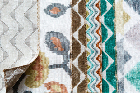 Upholstery fabric samples. Fabric texture background.の写真素材