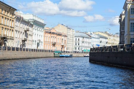 SAINT-PETERSBURG, RUSSIA - APRIL 28, 2018: view of buildings, streets, bridges, rivers and canals of St. Petersburg, Russia.のeditorial素材
