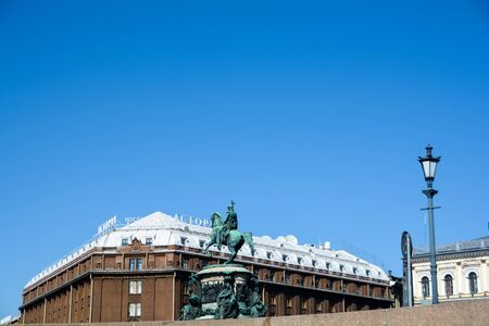 SAINT-PETERSBURG, RUSSIA - APRIL 28, 2018: view of buildings, streets, bridges, rivers and canals of St. Petersburg, Russia.のeditorial素材