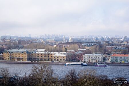 SAINT-PETERSBURG, RUSSIA - APRIL 28, 2018: aerial view from the colonnade of St. Isaac's Cathedralのeditorial素材