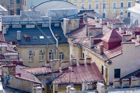 SAINT-PETERSBURG, RUSSIA - APRIL 28, 2018: aerial view from the colonnade of St. Isaac's Cathedralのeditorial素材