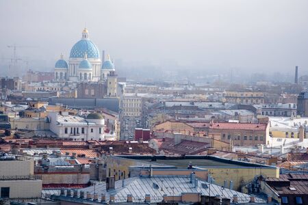 SAINT-PETERSBURG, RUSSIA - APRIL 28, 2018: aerial view from the colonnade of St. Isaac's Cathedralのeditorial素材
