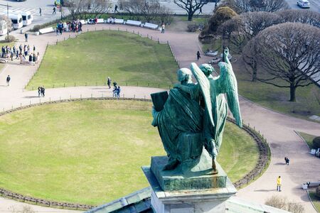 SAINT-PETERSBURG, RUSSIA - APRIL 28, 2018: aerial view from the colonnade of St. Isaac's Cathedralのeditorial素材